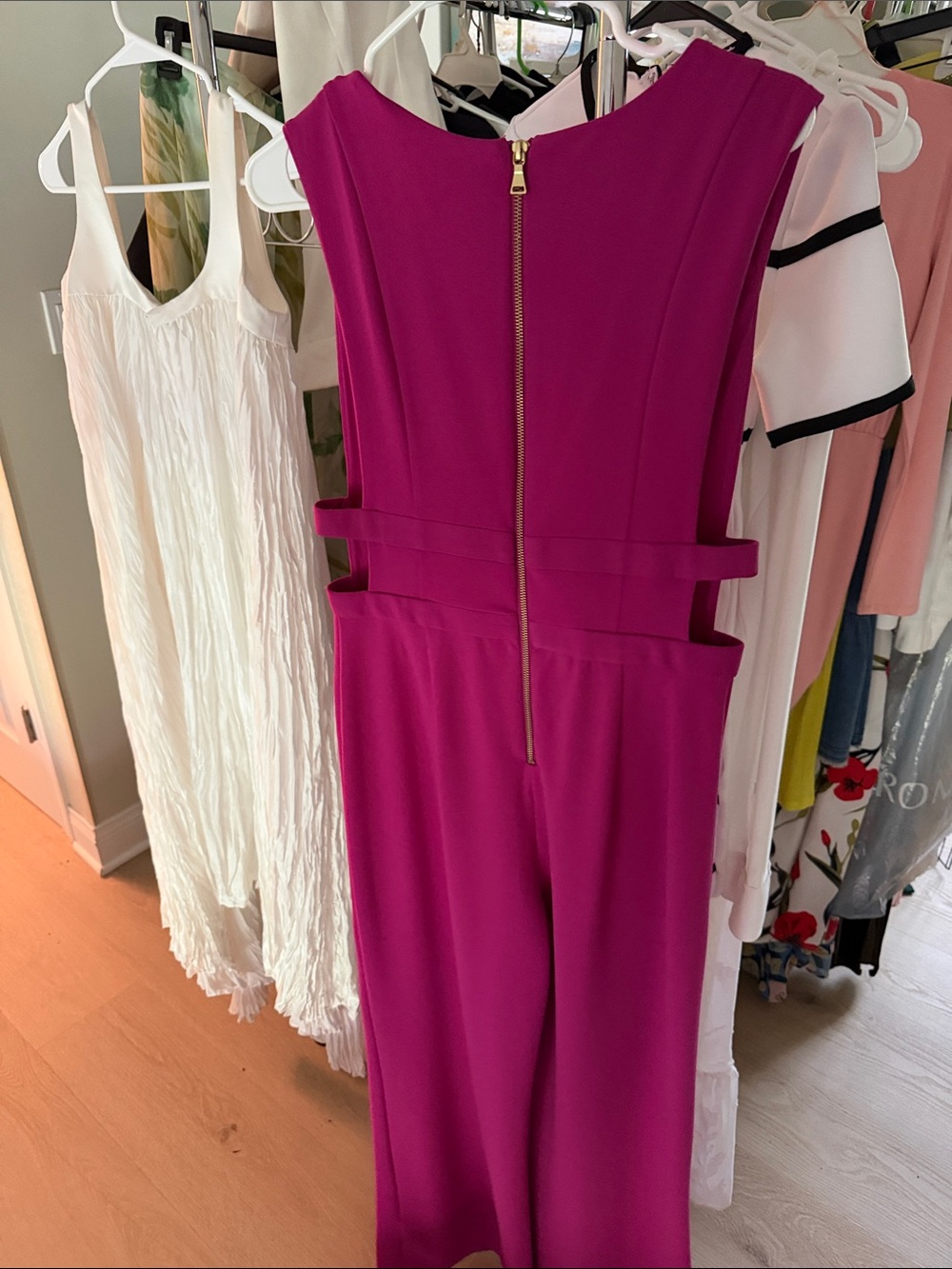 Express Magenta Cutout Wide-Leg Jumpsuit - Picture 4 of 4